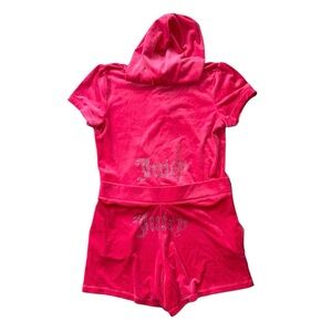 NWT Juicy Couture Bling Velour Tracksuit Shorts Hoodie Set Watermelon Pink Sz L